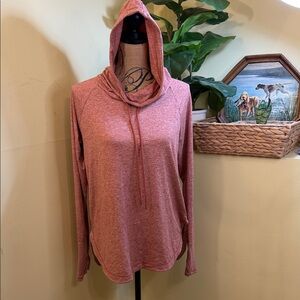 Athleta Heathered Mauve Pullover Hoodie with Drawstring Small